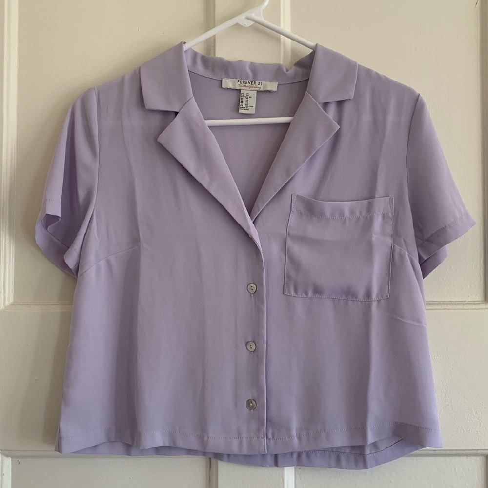 Sheer Lilac Notch Button Up Shirt